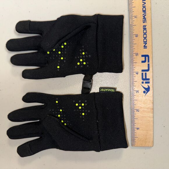 Black Fleece Gloves Kid’s Large Snow Ski Unisex Warm Winter Lightweight - Picture 6 of 9